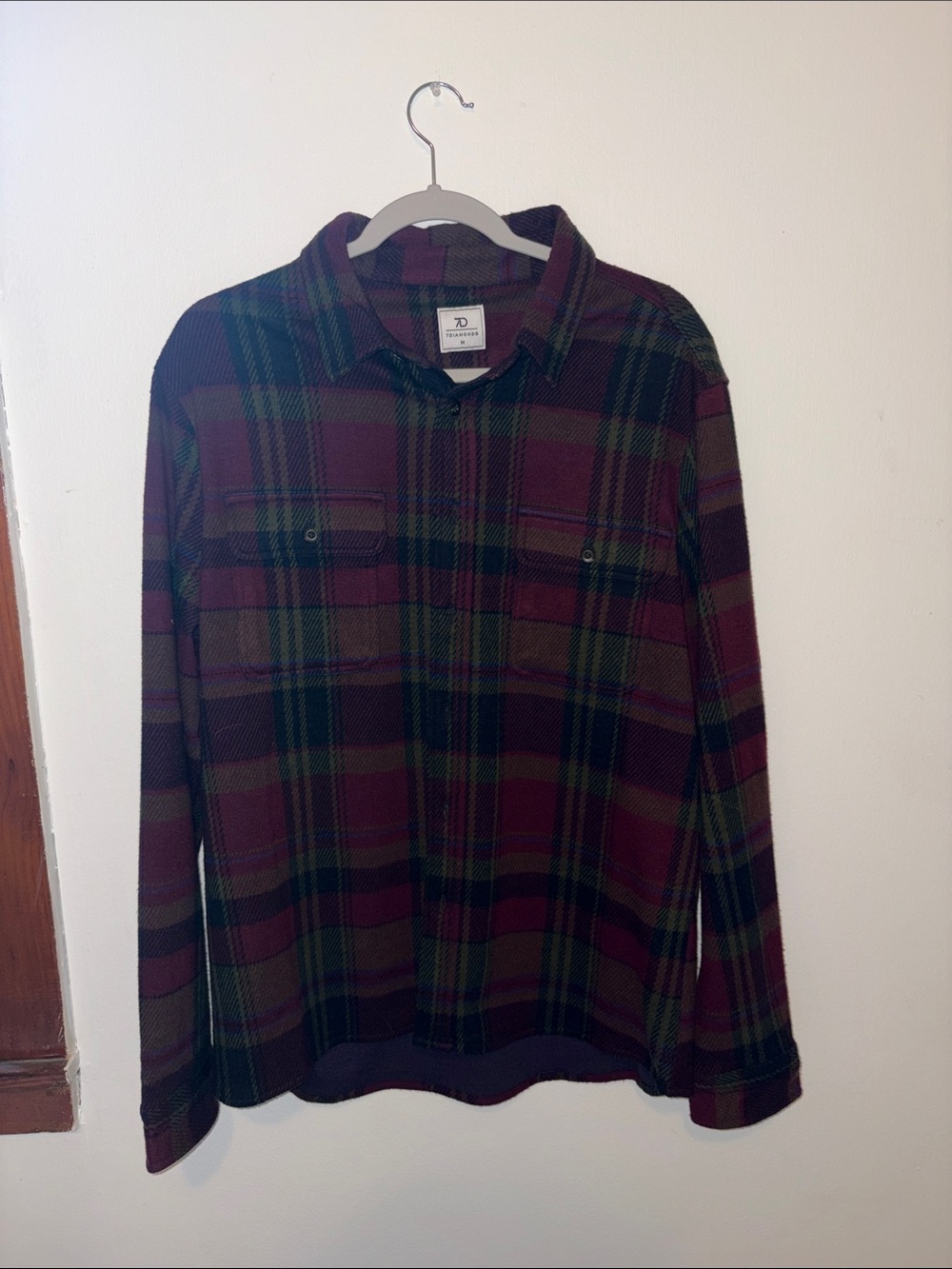 7 Diamonds Men's Plaid Button-Down Shirt - Green & Burgundy